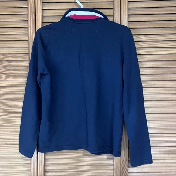 Tommy Hilfiger Navy Blue Quarter-Zip Long Sleeve Shirt Women’s Small Preppy Top - Picture 4 of 8